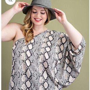 One Shoulder Snake Print Top